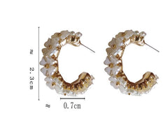 Mojoyce- Flower White Earrings