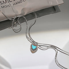 Mojoyce- Gradient Gem Heart Necklace