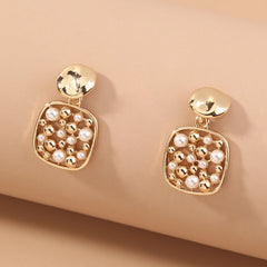 Mojoyce- Square Cut-out Pearl Earring Accessories