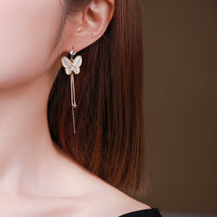 Mojoyce- Opal Butterfly Fringe Earrings