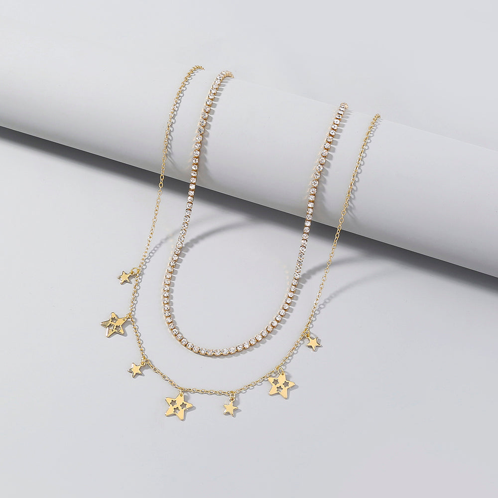 Mojoyce- Stars White Diamonds Multiple Necklaces