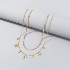 Mojoyce- Stars White Diamonds Multiple Necklaces