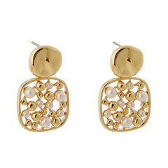 Mojoyce- Square Cut-out Pearl Earring Accessories