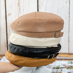 Mojoyce- Pu Leather Square Buckle Hat