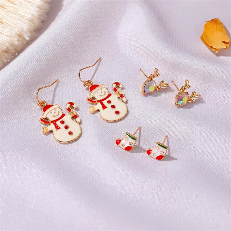 Mojoyce- Christmas Three-Piece Santa Claus Bell Earrings