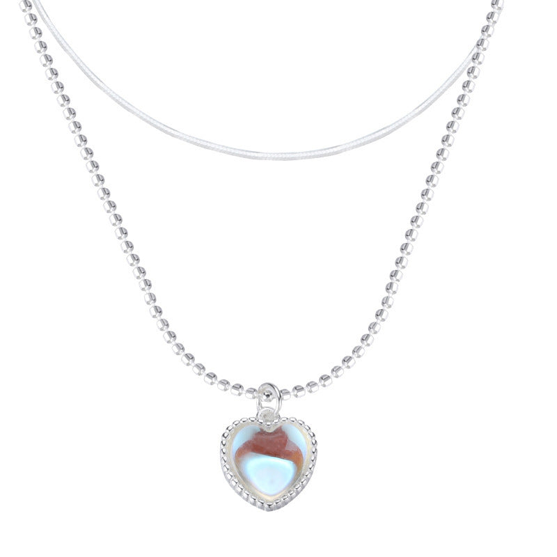 Mojoyce- Gradient Gem Heart Necklace