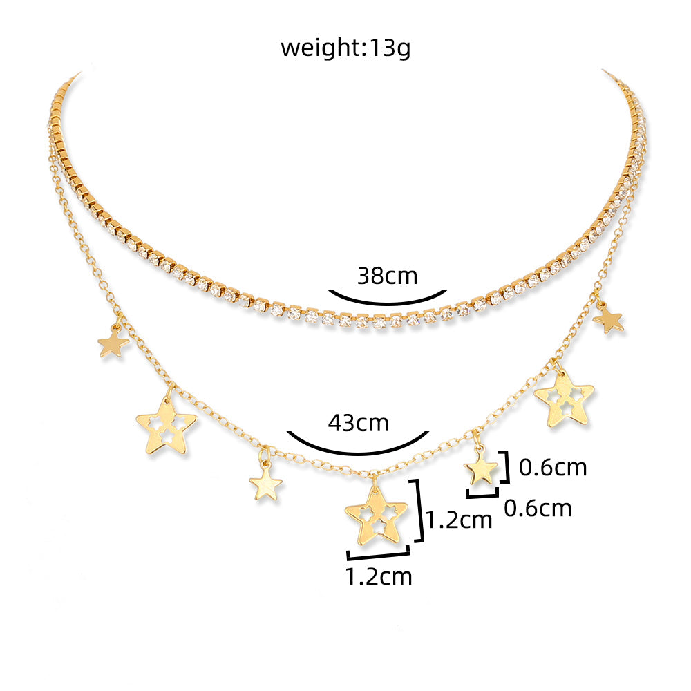 Mojoyce- Stars White Diamonds Multiple Necklaces