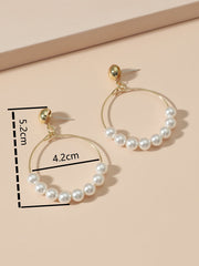 Mojoyce- Elegant White Pearls Round Hoop Earrings