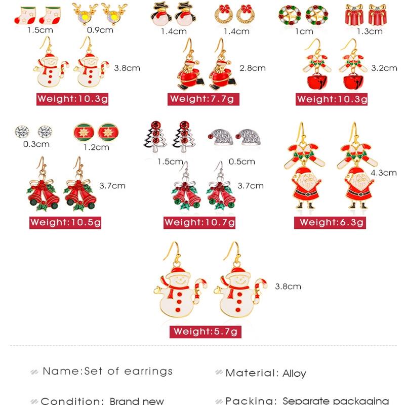 Mojoyce- Christmas Three-Piece Santa Claus Bell Earrings