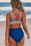 MOJOYCE-spring summer beach outfit  Striped Two-piece Swimsuit