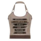 MOJOYCE-Y2K tanks spring Summer outfits Patchwork Printed Halter Cropped Tank Top