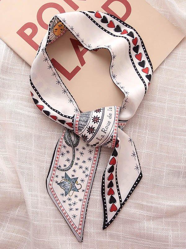 Mojoyce-Original Flower&Letter Print Hair Band&Silk Scarf