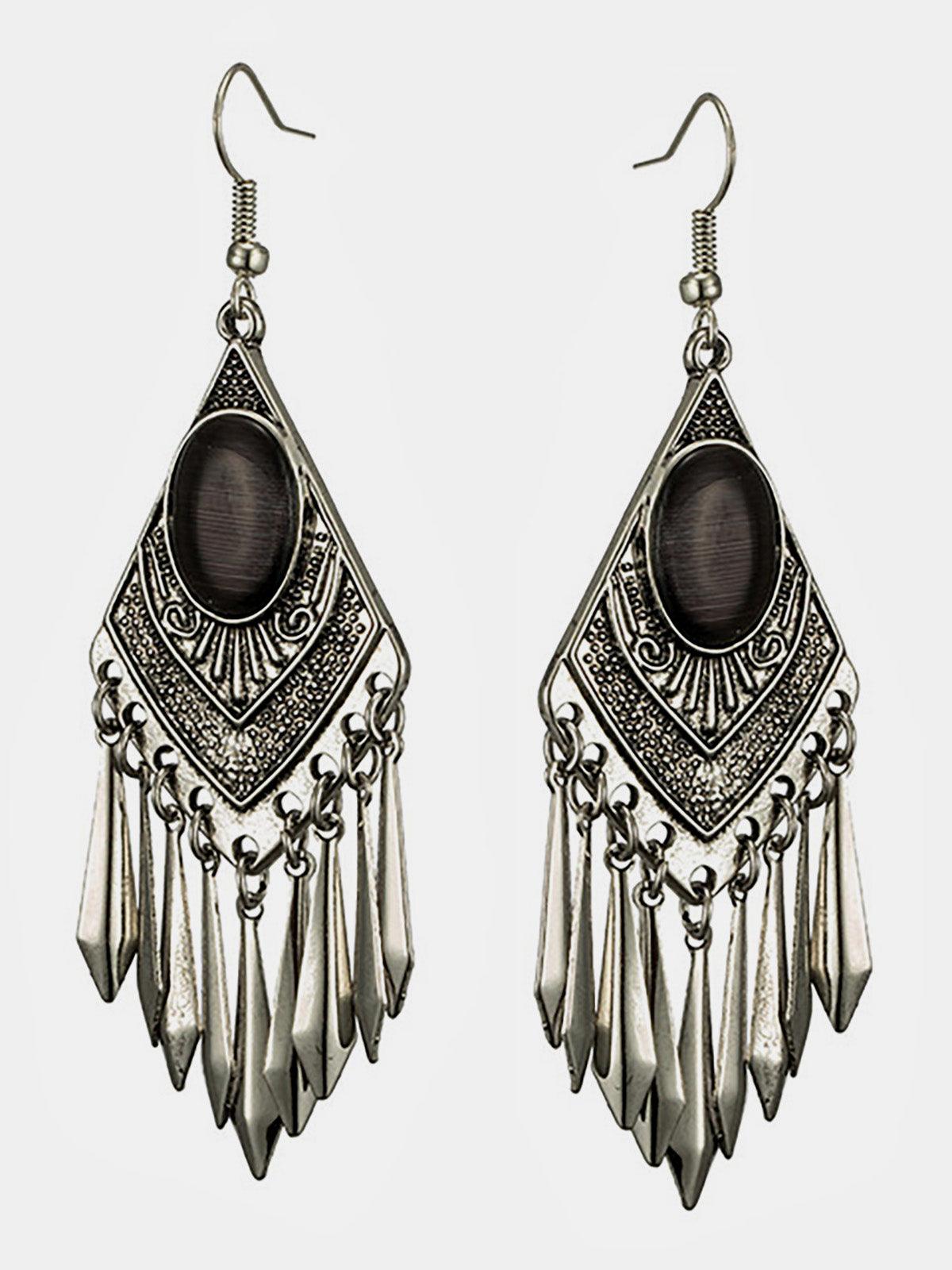 Mojoyce-Tassel diamond metal Earrings