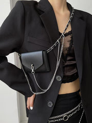 Mojoyce-Original Cool Punk Chains Leather Bag