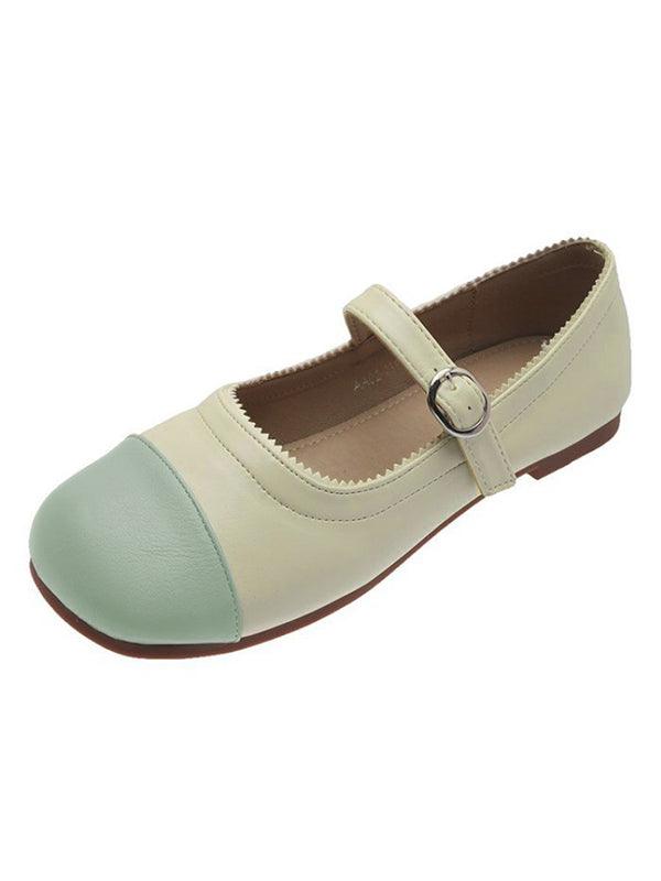 Mojoyce-Leisure Fashion Contrast Color Split-Joint Flat Heel Loafer Shoes