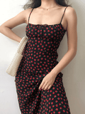 Mojoyce-Sexy Slim Retro Floral Slip Long Dress