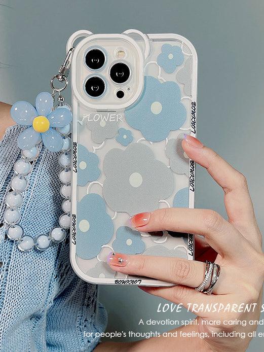 Mojoyce-Blue Flower Silicone Shockproof Phone Case