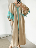 Mojoyce-Simple Ethnic Style Fringed Dress