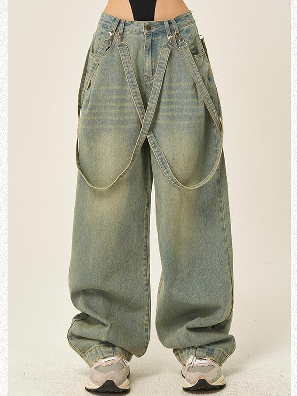 Mojoyce-Vintage Loose Wide-Leg Straight-Leg Jeans