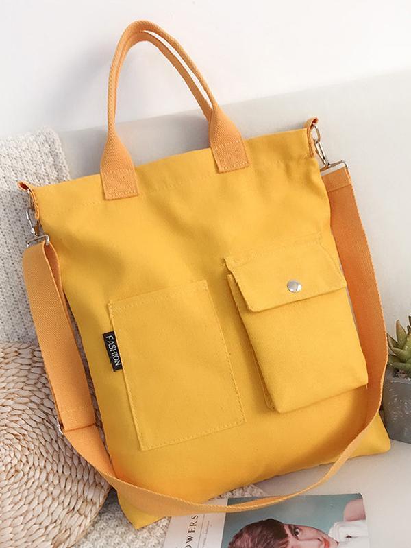 Mojoyce-3 Colors With-pockets Canvas Handbag
