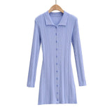 MOJOYCE-Women Summer Sexy y2k Fairy Dress Casual Loose Dress Slim Polo Collar Knit Long Sleeve Dress