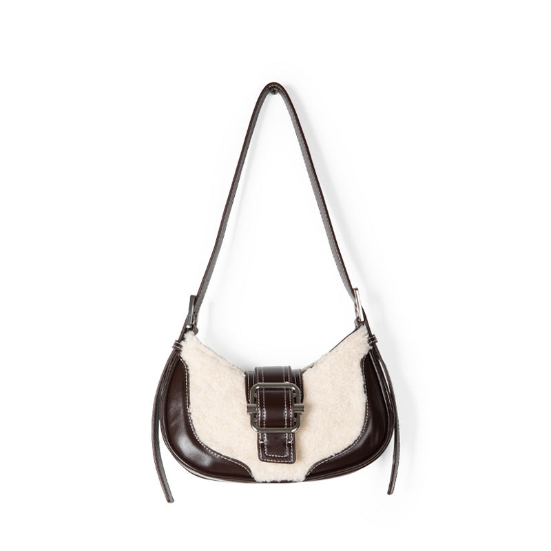 MOJOYCE-Buckled Strap Pu Leather Shoulder Bag