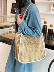 Mojoyce-Woven Tote Large Capacity Straw Bag