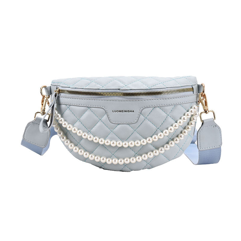 MOJOYCE-Leather Pearl One-shoulder Belt Bag