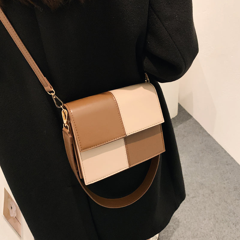 MOJOYCE-Contrast Stitching Square Shoulder Bag