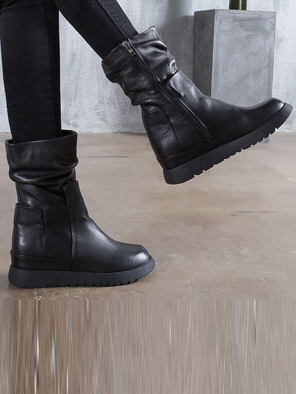 Mojoyce-Leisure Fashion Solid Leather Martin Boots