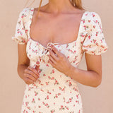 MOJOYCE-Women Summer Sexy y2k Fairy Dress Casual Loose Dress Square Neck Slim Printed Split Dress
