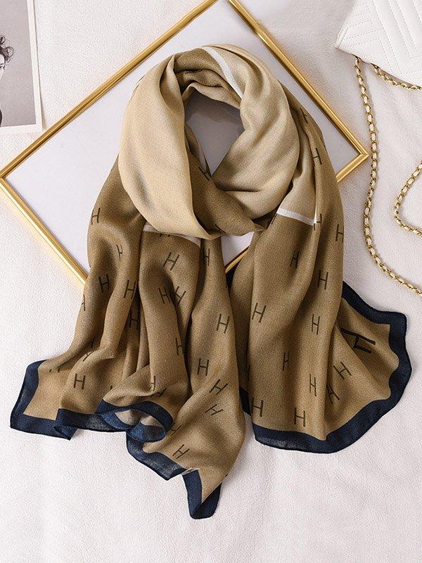 Mojoyce-H Print Warm Sun-Proof Silk Scarf