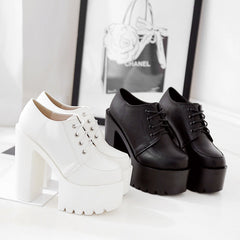 MOJOYCE-Super high heel thick round shoes