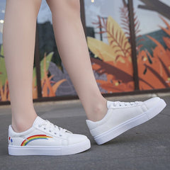 MOJOYCE-Rainbow white shoes