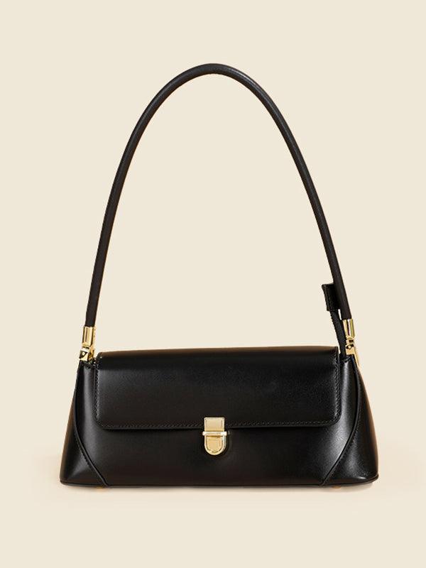 Mojoyce-Urban Solid Leather Zip-Up Shoulder Bag