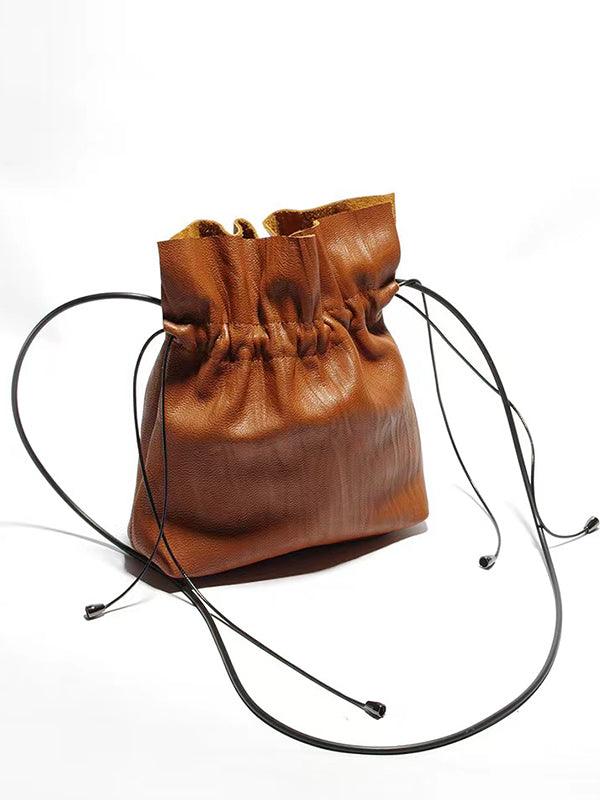 Mojoyce-Lace-up Plicated Small Bag