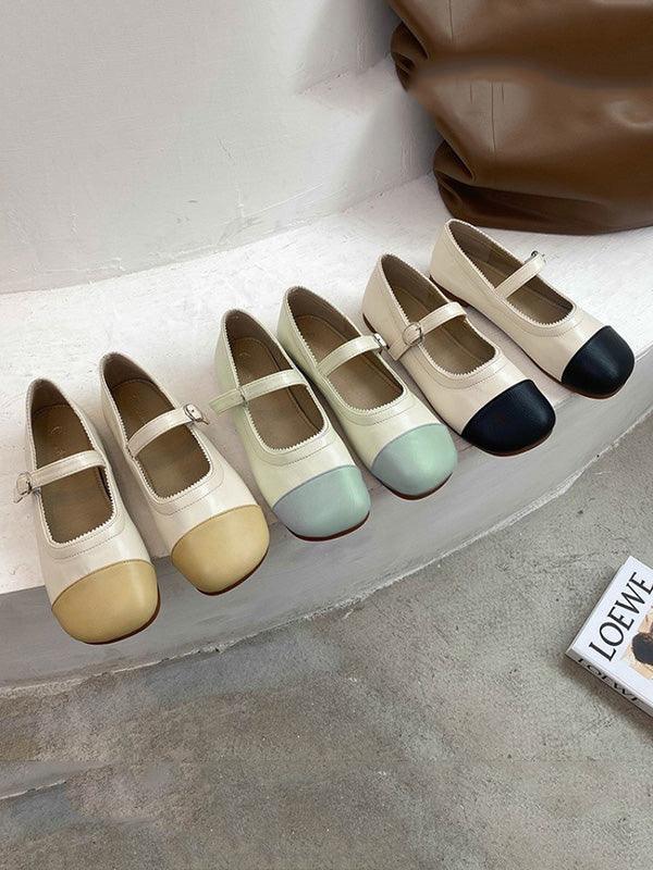Mojoyce-Leisure Fashion Contrast Color Split-Joint Flat Heel Loafer Shoes