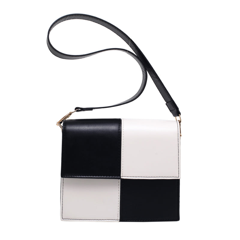 MOJOYCE-Contrast Stitching Square Shoulder Bag