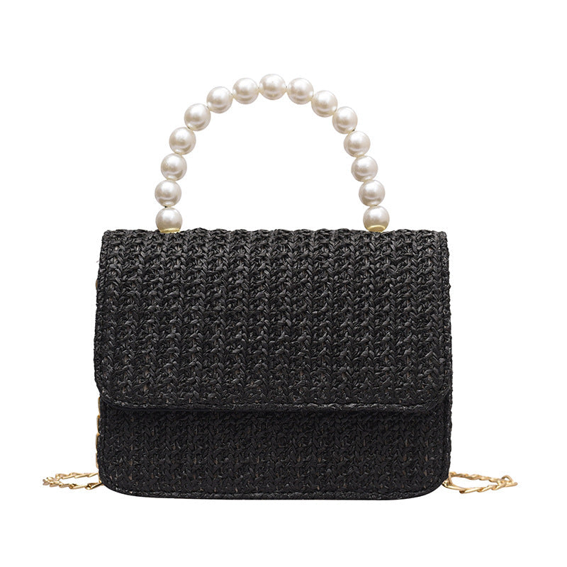 MOJOYCE-Straw Pearl Cross Body Bag