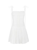 MOJOYCE-Women Summer Sexy y2k Fairy Dress Casual Loose Dress French Breasted Lace Up Pleated Mini Dress