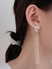 Mojoyce-Gorgeous Champagne Rhinestone Wing Earrings