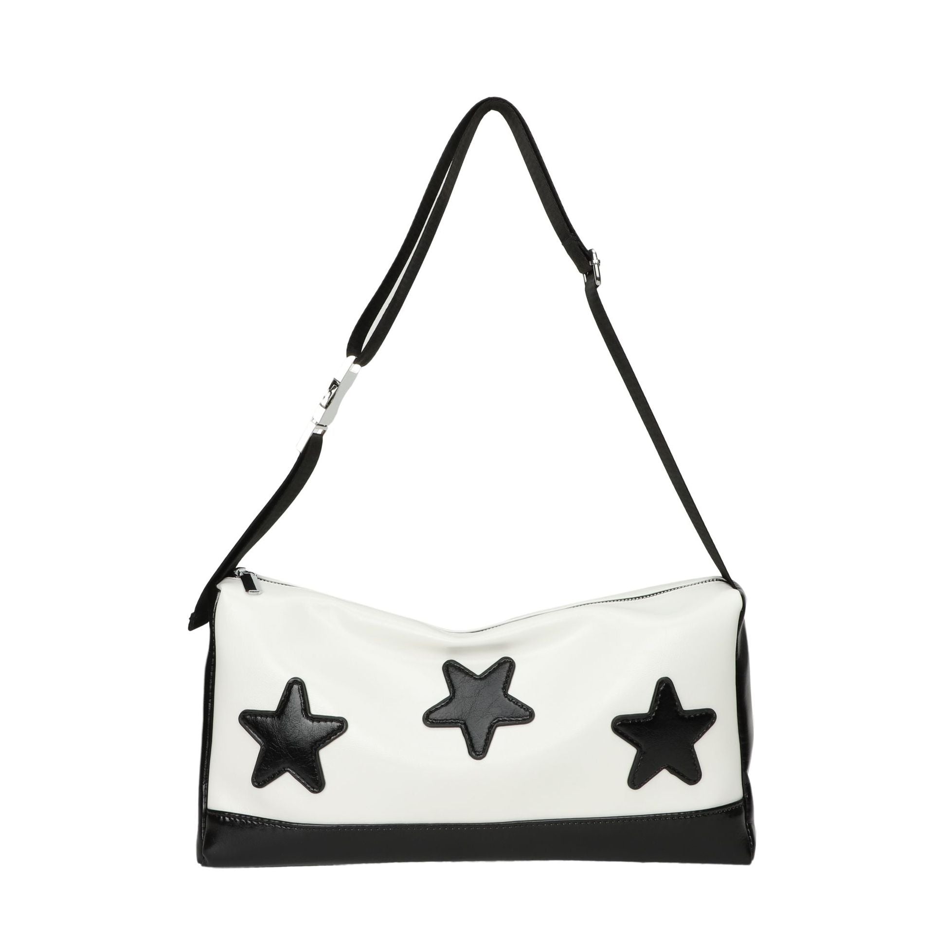 MOJOYCE-Embroidered Star Leather Crossbody Bag