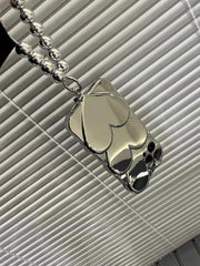 Mojoyce-Bright Silver Heart Mirror Hand Chain Phone Case