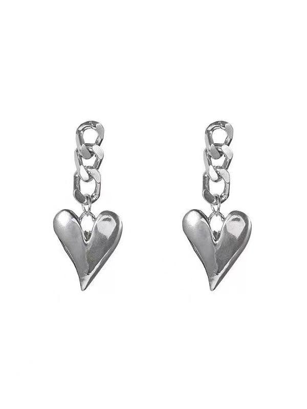 Mojoyce-Heart Chain Earrings