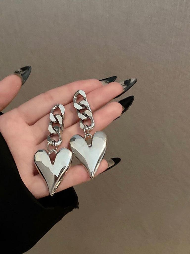 Mojoyce-Heart Chain Earrings