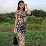 MOJOYCE-Women Summer Sexy y2k Fairy Dress Casual Loose Dress Daisy Print Mesh Maxi Dress