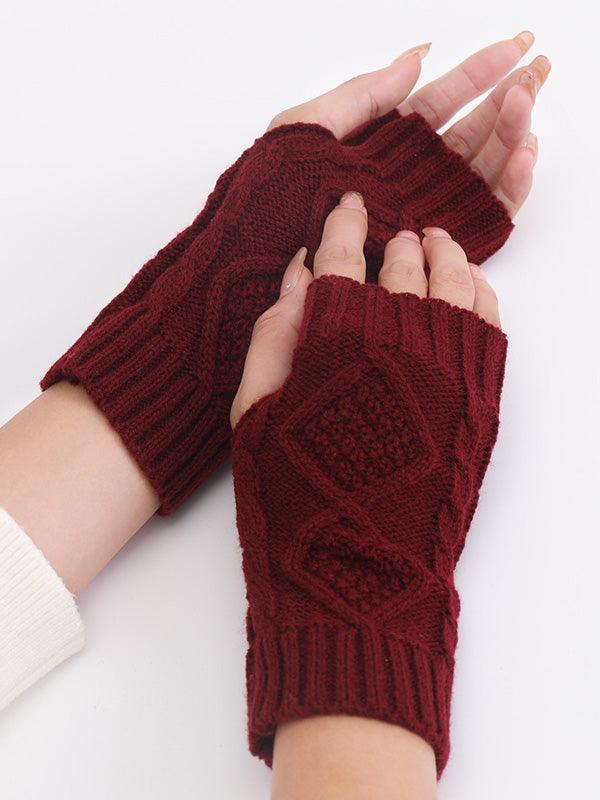 Mojoyce-Simple 9 Colors Jacquard Knitting Gloves