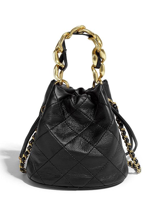 Mojoyce-Chain Rhombus Crossbody Mini Bucket Bag