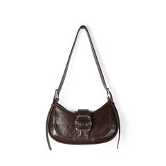 MOJOYCE-Buckled Strap Pu Leather Shoulder Bag