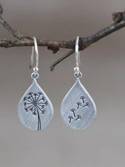 Mojoyce-Retro Minimalistic Water Drops Dandelion Earrings